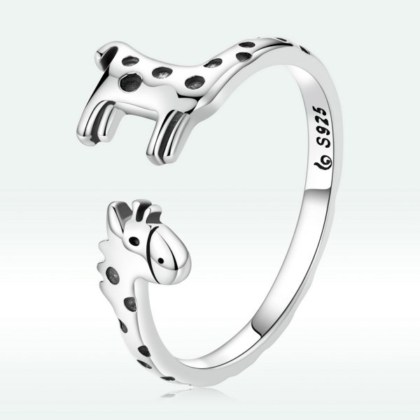 Bague ouverte style Pandora avec une girafe - BSR228