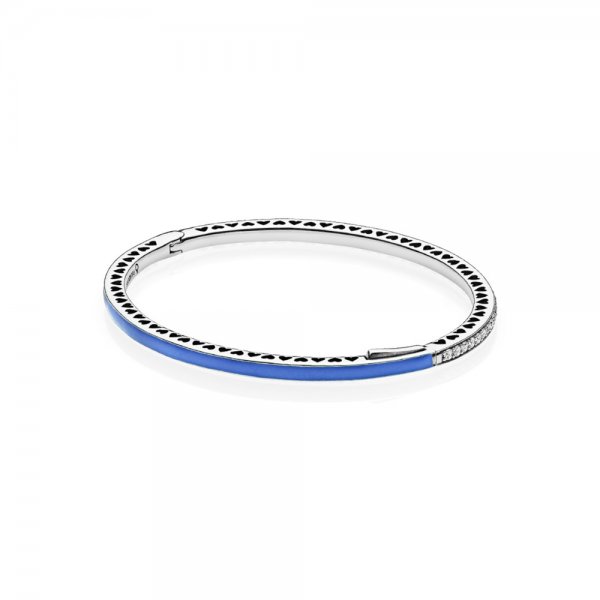 Cœurs radieux de PANDORA, émail bleu princesse et cz incolore - 590537EN82