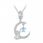 Pendentif chat lune de style Pandora - BSC810