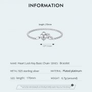 Bracelet porte-clés en forme de cœur style Pandora - SCB259