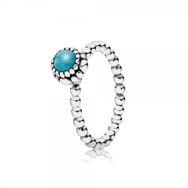 PANDORA - Silver ring, birthstone-December, turquoise - 190854TQ