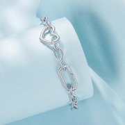 Bracelet à chaîne en style Pandora avec cœur - SCB258