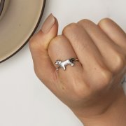 Bague de style Pandora avec petit retriever doré - SCR952