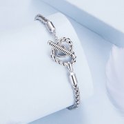 Bracelet style Pandora avec cœur et fermoir en T - BSB132