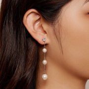 Boucles d'oreilles à pompon et perle de style Pandora - SCE1601