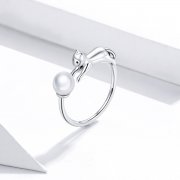 Bague Ouverte Style PANDORA Le chat joue à la balle - SCR683