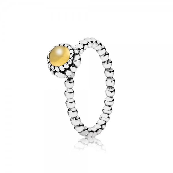 PANDORA - Silver ring, birthstone-November, citrine - 190854CIG
