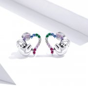 Clous d'Oreilles Style PANDORA Petit paresseux en forme de coeur - SCE885