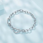 Bracelet à chaîne en style Pandora avec cœur - SCB258