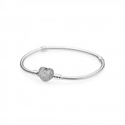 PANDORA - Bracelet Moments en Argent, Cœur Pavé - 590727cz