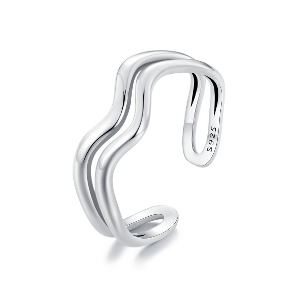 Bague à double couche de style Pandora avec motif de vagues - SCR968-E
