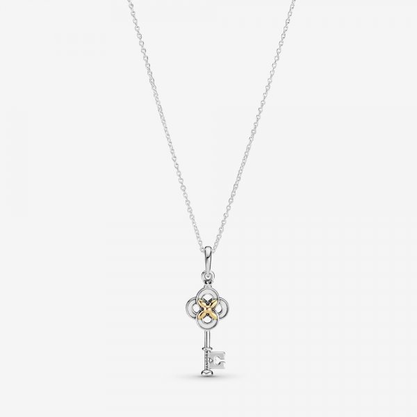 Collier PANDORA Clé et Fleur Bicolore - 399339C01
