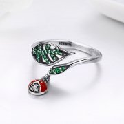 Bague Ouverte Style PANDORA Coccinelle au repos - SCR310