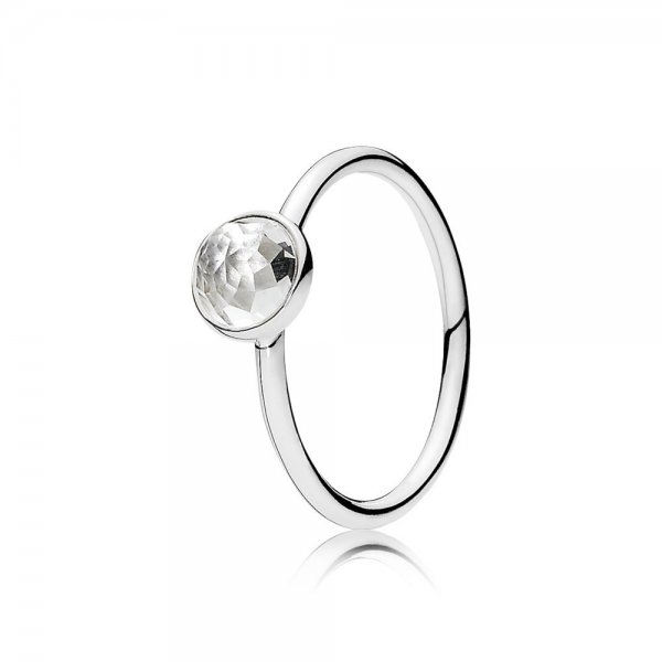 PANDORA - Bague Pierre de Naissance Gouttelette d'Avril - 191012RC