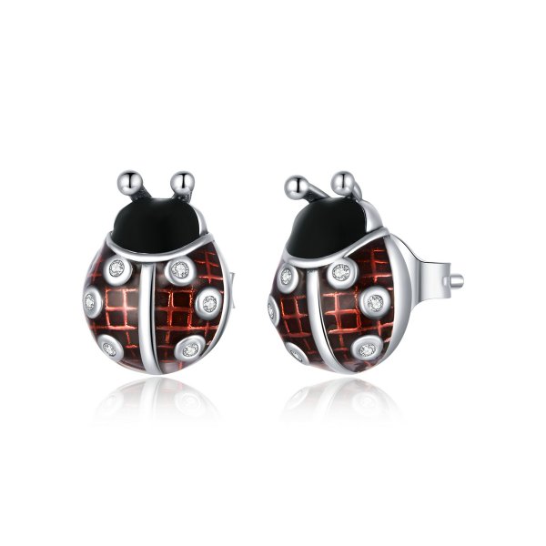 Clous d'Oreilles Style PANDORA Coccinelle - SCE972
