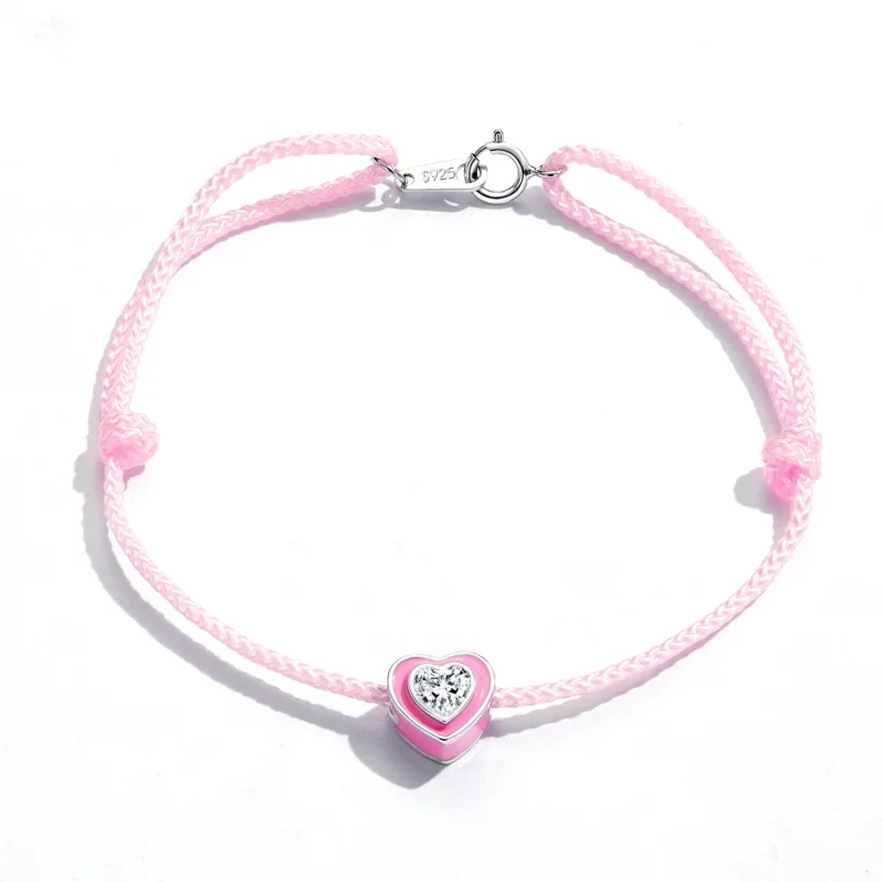 (image pour) Bracelet de cheville en forme de cœur rose de style Pandora - SCT022 - Afficher 2