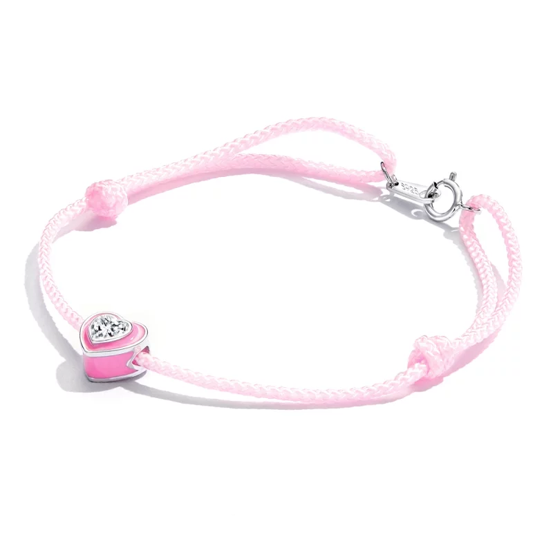 (image pour) Bracelet de cheville en forme de cœur rose de style Pandora - SCT022 - Afficher 3