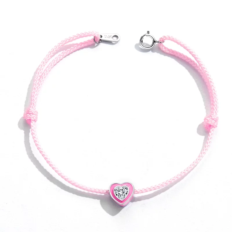 (image pour) Bracelet de cheville en forme de cœur rose de style Pandora - SCT022 - Afficher 4