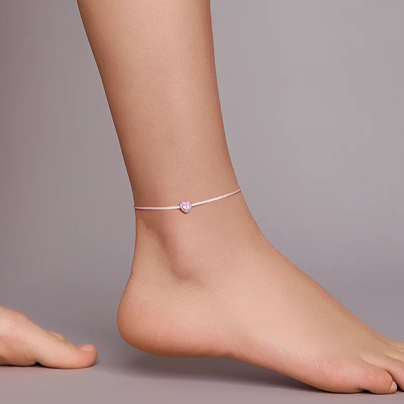 (image pour) Bracelet de cheville en forme de cœur rose de style Pandora - SCT022 - Afficher 5