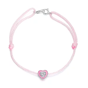 (image pour) Bracelet de cheville en forme de cœur rose de style Pandora - SCT022