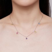 Collier Coeur Coloré de style Pandora - BSN320