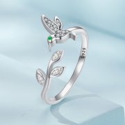 Bague ouverte style Pandora avec colibri - SCR871