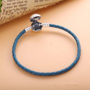 Bracelet en cuir tresse turquoise fermoir coquillage pandora moments - 598951C01-S2