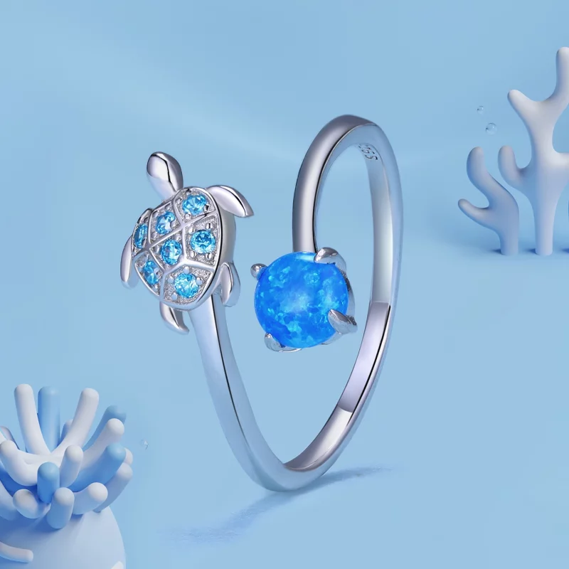 (image pour) Bague de style Pandora avec motif de tortue de mer - SCR928 - Afficher 2