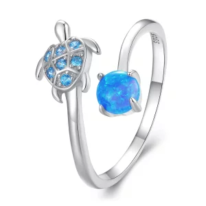 (image pour) Bague de style Pandora avec motif de tortue de mer - SCR928