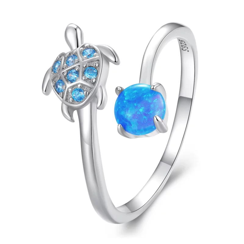(image pour) Bague de style Pandora avec motif de tortue de mer - SCR928