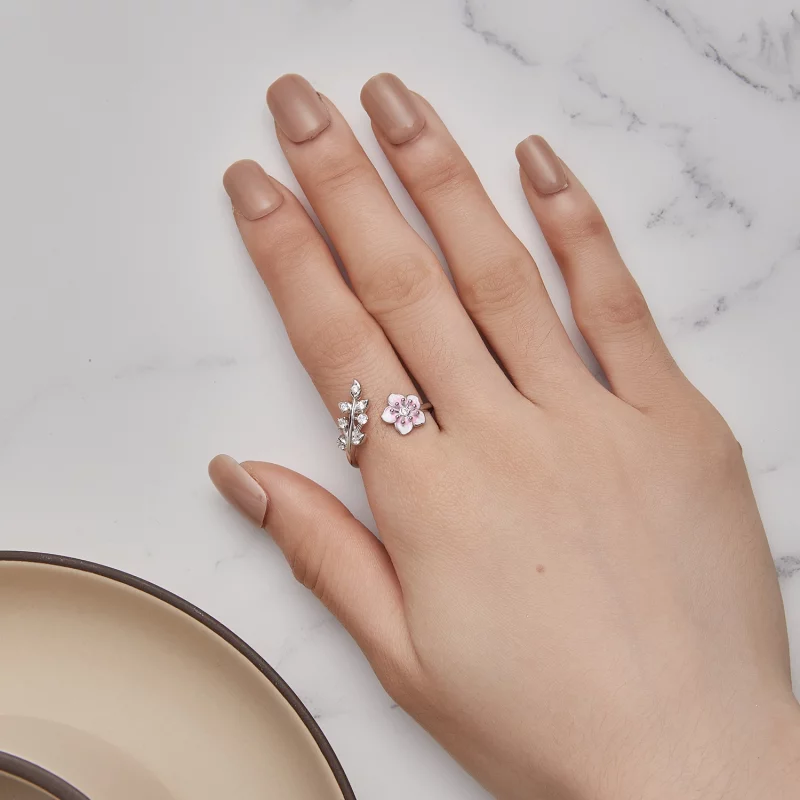 (image pour) Bague ouverte de style Pandora avec des fleurs de cerisier - BSR438 - Afficher 5