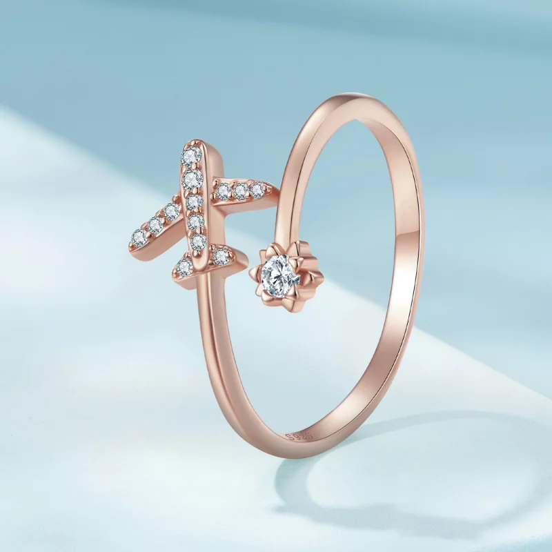 (image pour) Bague ouverte à distance en style Pandora doré rose - SCR623-C - Afficher 2