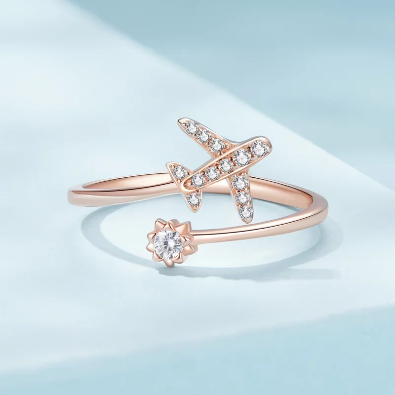 (image pour) Bague ouverte à distance en style Pandora doré rose - SCR623-C - Afficher 3