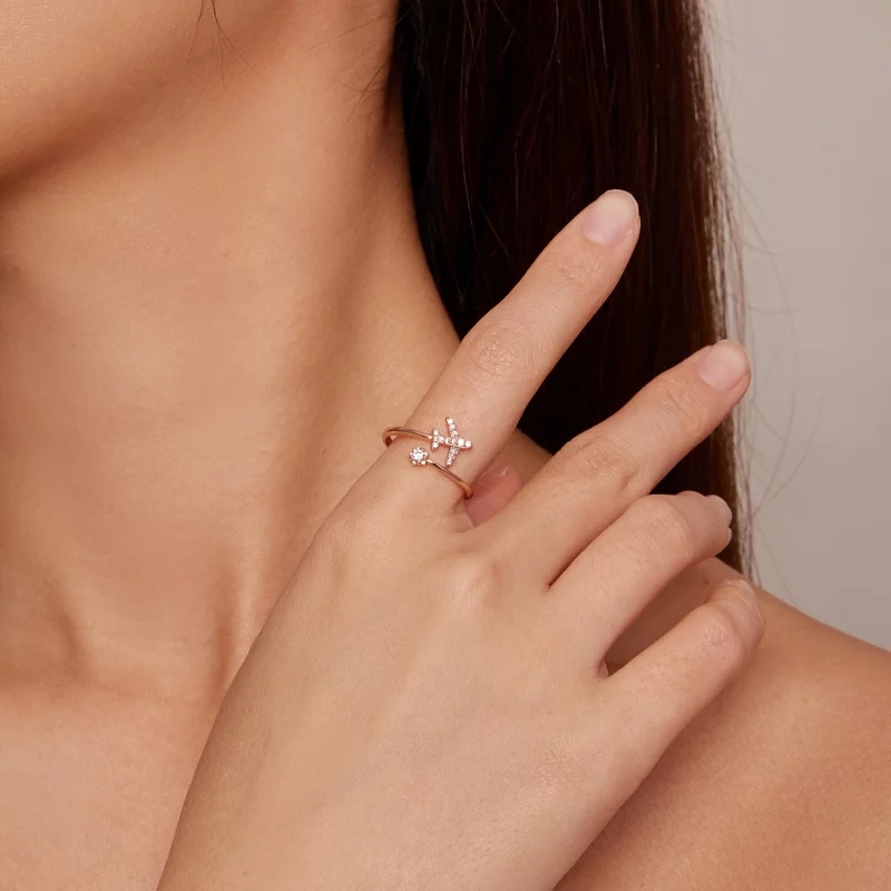 (image pour) Bague ouverte à distance en style Pandora doré rose - SCR623-C - Afficher 4