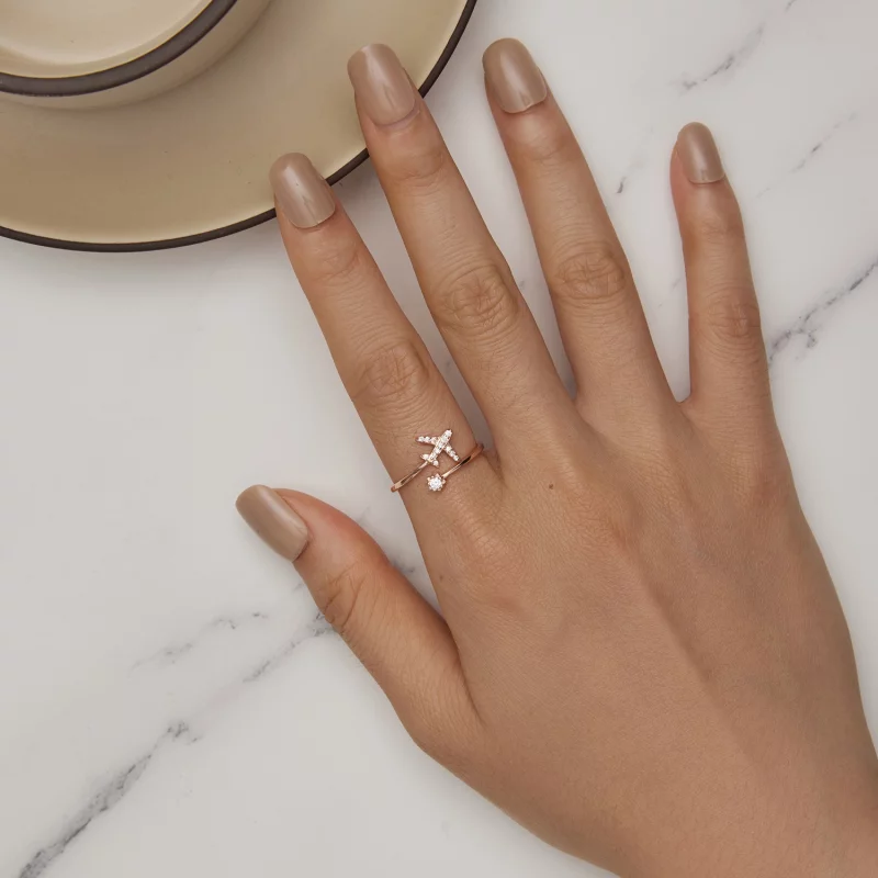 (image pour) Bague ouverte à distance en style Pandora doré rose - SCR623-C - Afficher 5
