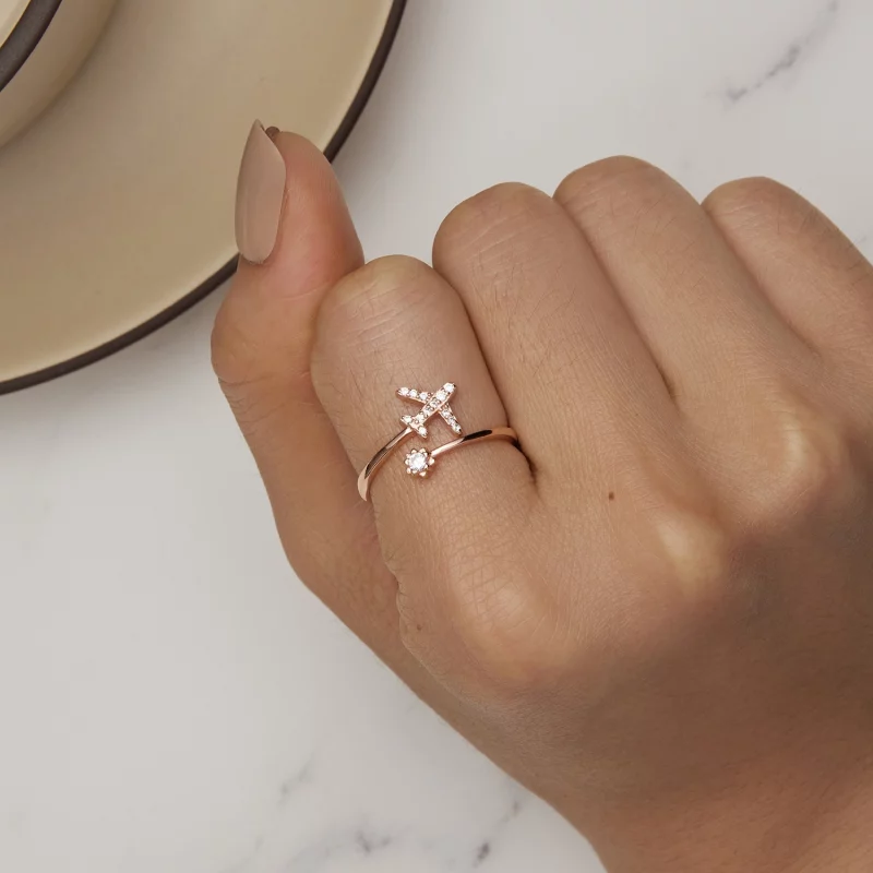 (image pour) Bague ouverte à distance en style Pandora doré rose - SCR623-C - Afficher 6