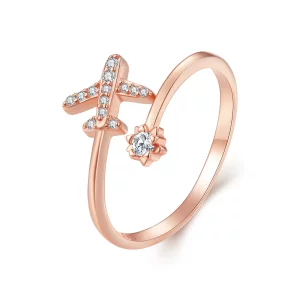 (image pour) Bague ouverte à distance en style Pandora doré rose - SCR623-C