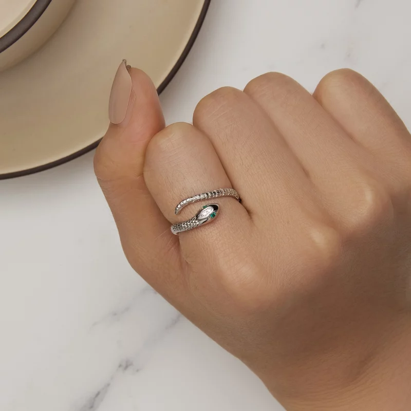 (image pour) Bague ouverte en forme de serpent de style Pandora - BSR440 - Afficher 6