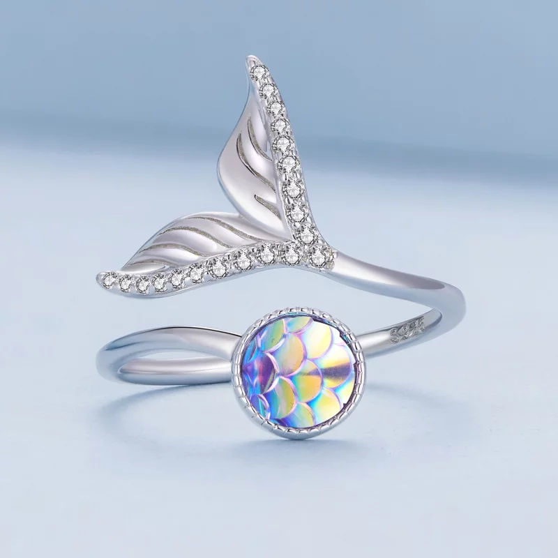 (image pour) Bague ouverte à motif de queue de poisson de style Pandora - BSR429 - Afficher 3