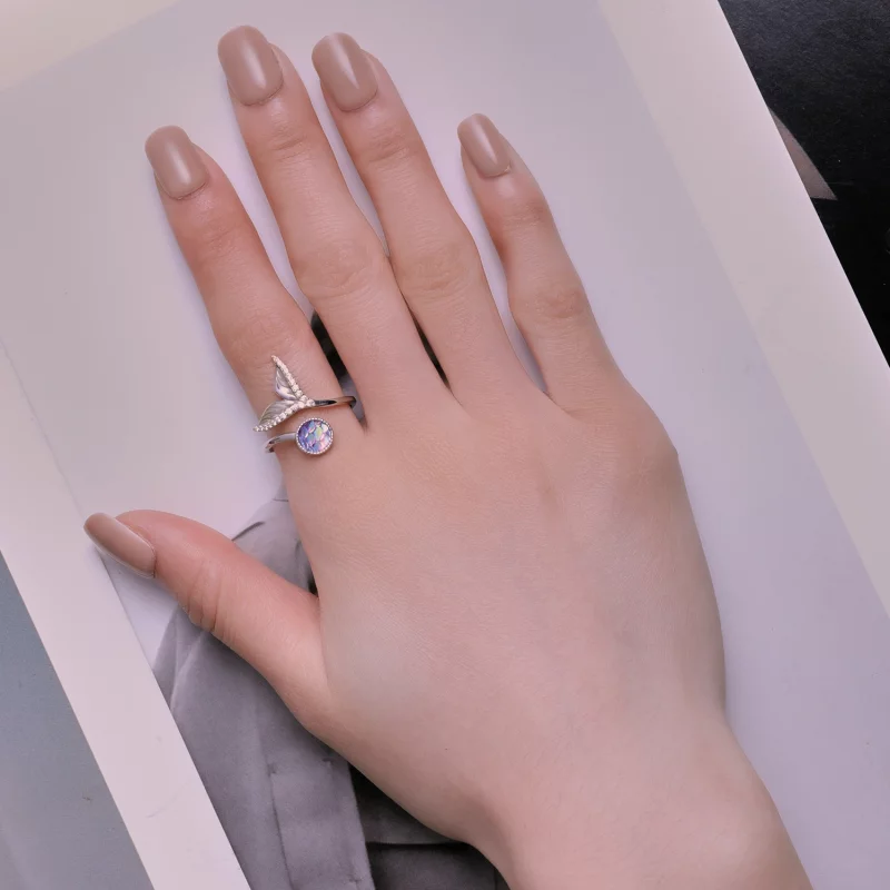 (image pour) Bague ouverte à motif de queue de poisson de style Pandora - BSR429 - Afficher 4