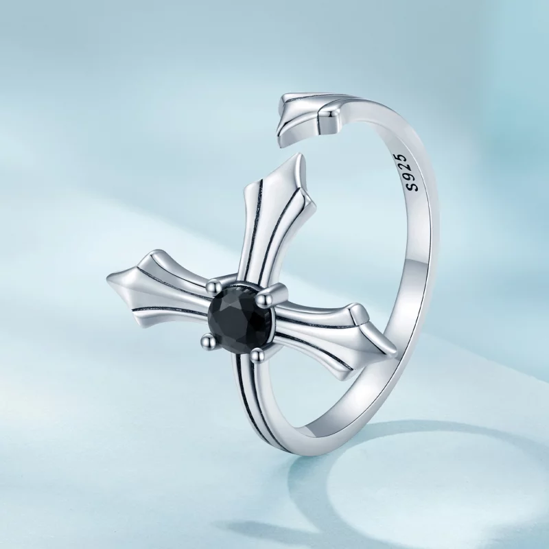 (image pour) Bague ouverte style Pandora avec croix - SCR939 - Afficher 2