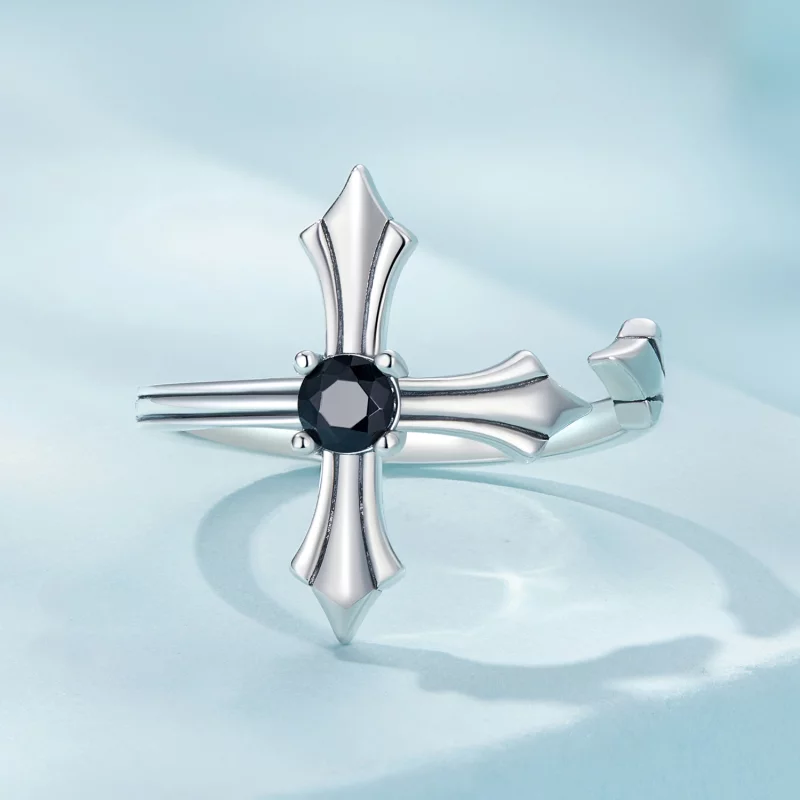 (image pour) Bague ouverte style Pandora avec croix - SCR939 - Afficher 3