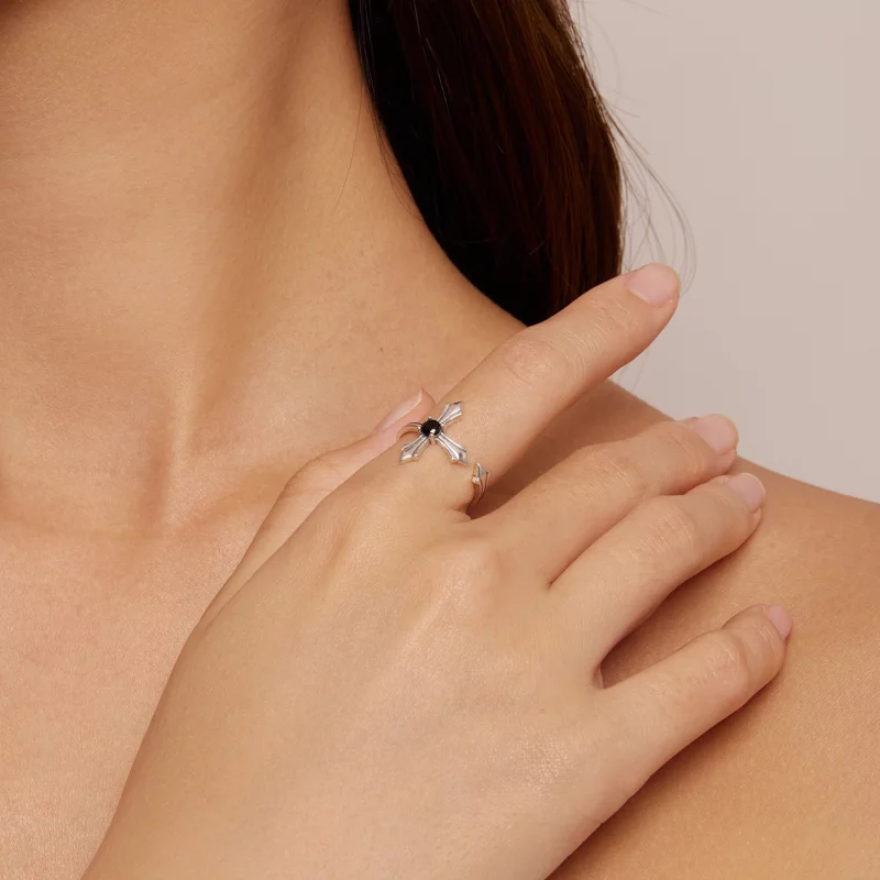 (image pour) Bague ouverte style Pandora avec croix - SCR939 - Afficher 4