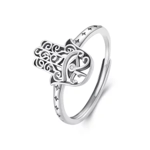 (image pour) Bague ouverte style Pandora avec la main de Fatima - SCR938