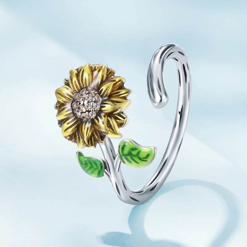 (image pour) Bague ouverte style Pandora avec motif tournesol - SCR934 - Afficher 2