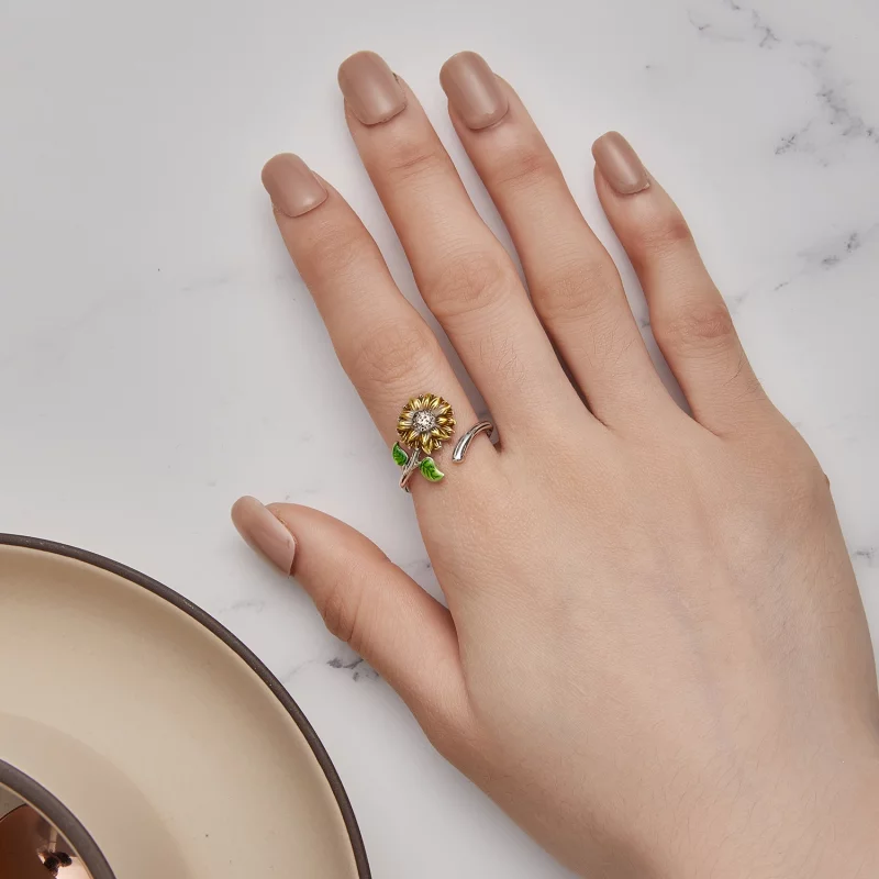 (image pour) Bague ouverte style Pandora avec motif tournesol - SCR934 - Afficher 5