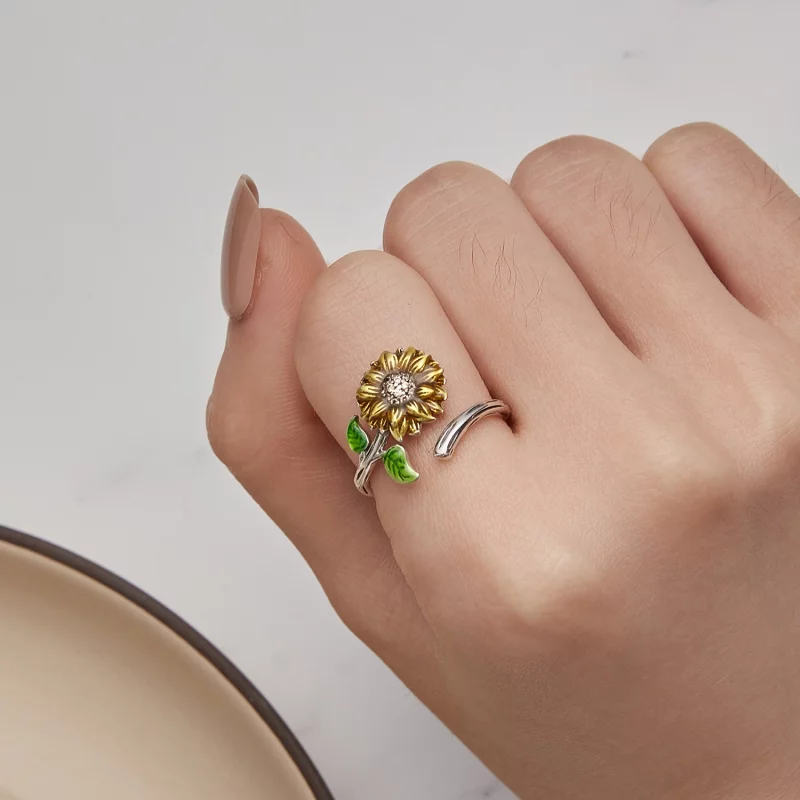 (image pour) Bague ouverte style Pandora avec motif tournesol - SCR934 - Afficher 6