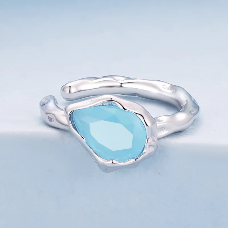 (image pour) Boucle d'oreille à pince en forme de goutte d'eau bleue de style Pandora - BSE84 - Afficher 2
