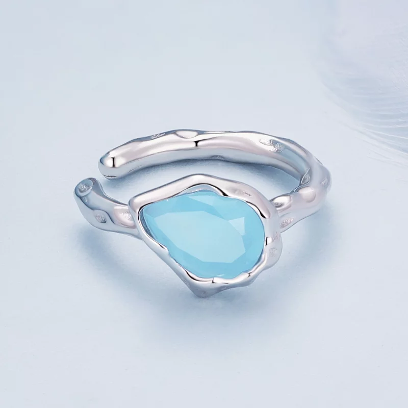 (image pour) Boucle d'oreille à pince en forme de goutte d'eau bleue de style Pandora - BSE84 - Afficher 3