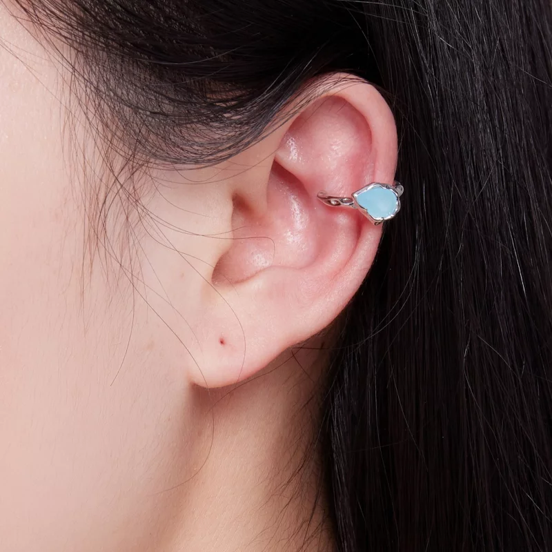 (image pour) Boucle d'oreille à pince en forme de goutte d'eau bleue de style Pandora - BSE84 - Afficher 5